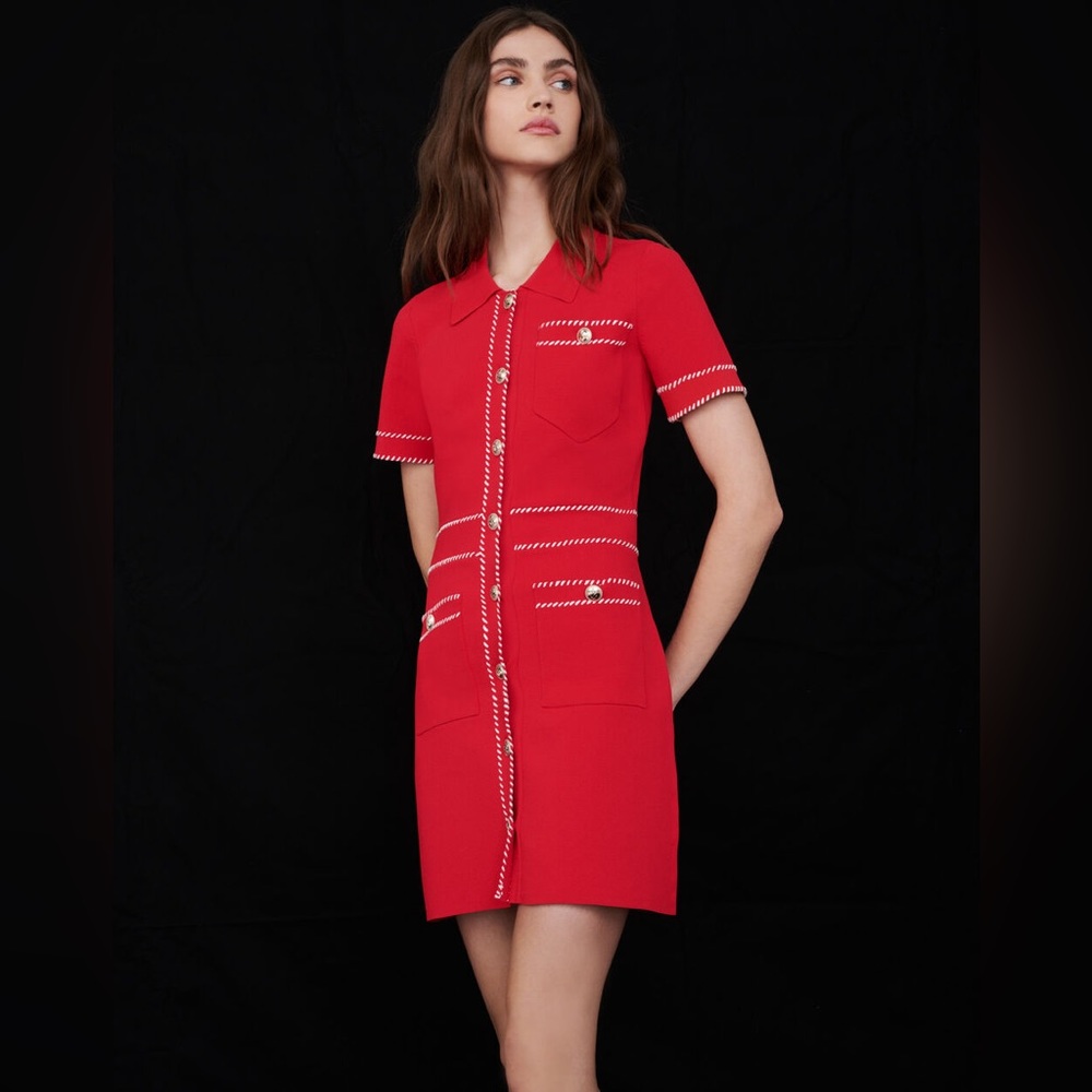 Maje Red Short-Sleeve Dress
